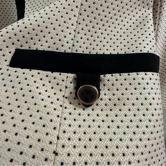 Escada Margaretha Ley Silk Wool Polka Dot Blazer Black Trim Old Money Chic EU 36 - Picture 10 of 17